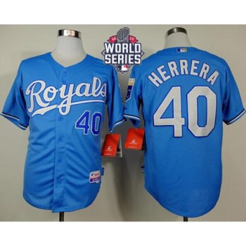 Royals #40 Kelvin Herrera Light Blue Alternate Cool Base W/2015 World Series Patch Stitched MLB Jersey