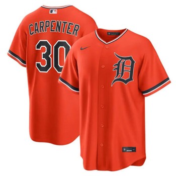Men's Detroit Tigers #30 Kerry Carpenter Orange Cool Base Stitched Jersey Men's Detroit Tigers #30 Kerry Carpenter Orange Cool Base Stitched Jersey