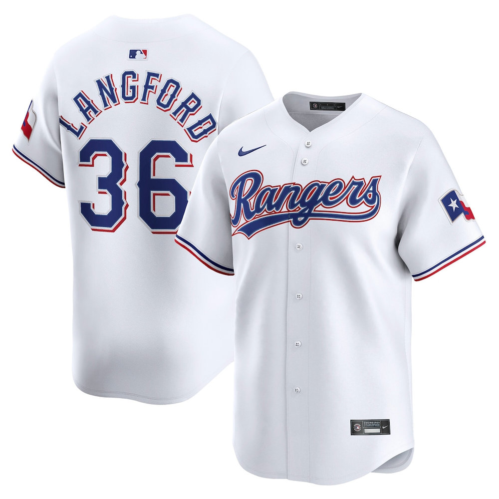Men's Texas Rangers #36 Wyatt Langford Nike White Home Limited Player Jersey Men's Texas Rangers #36 Wyatt Langford Nike White Home Limited Player Jersey