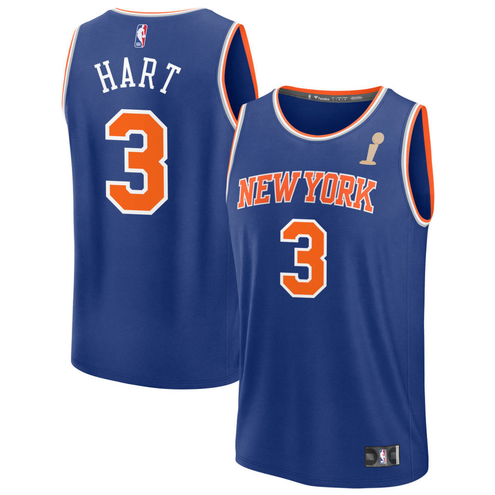 Men's New York Knicks #3 Josh Hart Blue 2026 NBA Finals Champions Fast Break Icon Edition Jersey Men's New York Knicks #3 Josh Hart Blue 2026 NBA Finals Champions Fast Break Icon Edition Jersey