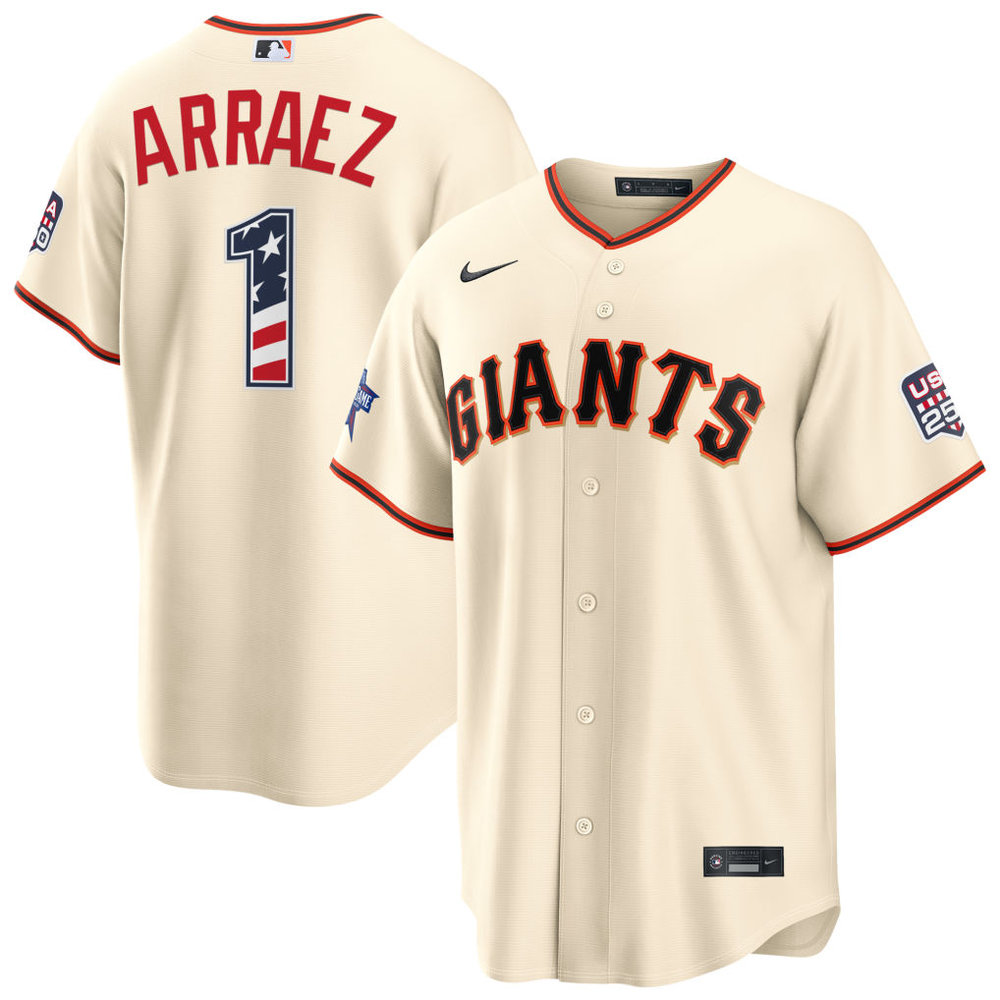 Youth San Francisco Giants #1 Luis Arraez Nike Cream 2026 All-Star Edition Stars & Stripes Stadium Jersey Youth San Francisco Giants #1 Luis Arraez Nike Cream 2026 All-Star Edition Stars & Stripes Stadium Jersey