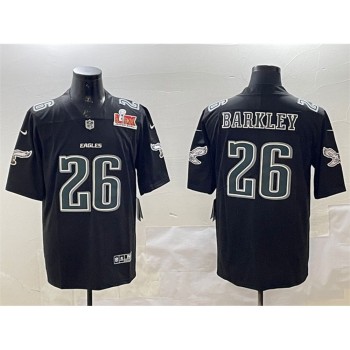 Men's Philadelphia Eagles #26 Saquon Barkley Black 2025 Super Bowl LIX Patch Fashion Vapor Untouchable Limited Stitched Football Jersey Men's Philadelphia Eagles #26 Saquon Barkley Black 2025 Super Bowl LIX Patch Fashion Vapor Untouchable Limited Stitched Football Jersey