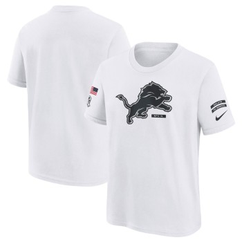 Youth Detroit Lions White 2024 Salute To Service T-Shirt Youth Detroit Lions White 2024 Salute To Service T-Shirt