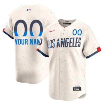 Men's Los Angeles Dodgers Cream 2024 City Connect Limited Custom Jersey Men's Los Angeles Dodgers Cream 2024 City Connect Limited Custom Jersey