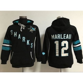 San Jose Sharks #12 Patrick Marleaui Black Women's Old Time Heidi Hoodie NHL Hoodie San Jose Sharks #12 Patrick Marleaui Black Women's Old Time Heidi Hoodie NHL Hoodie
