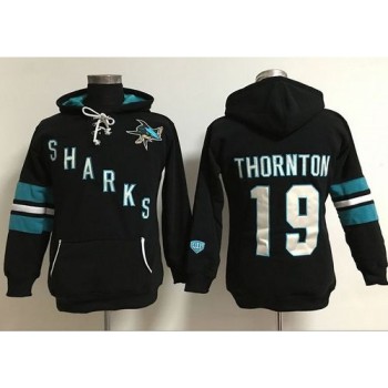 San Jose Sharks #19 Joe Thornton Black Women's Old Time Heidi Hoodie NHL Hoodie San Jose Sharks #19 Joe Thornton Black Women's Old Time Heidi Hoodie NHL Hoodie