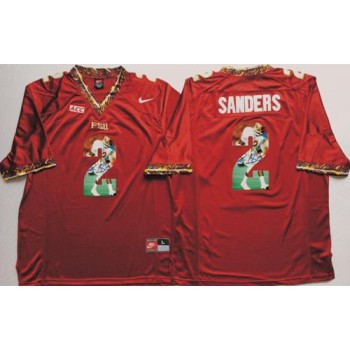 Seminoles #2 Deion Sanders Red Player Fashion Stitched NCAA Jersey