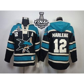 Sharks #12 Patrick Marleau Black Sawyer Hooded Sweatshirt 2016 Stanley Cup Final Patch Stitched NHL Jersey Sharks #12 Patrick Marleau Black Sawyer Hooded Sweatshirt 2016 Stanley Cup Final Patch Stitched NHL Jersey