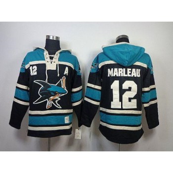 Sharks #12 Patrick Marleau Black Sawyer Hooded Sweatshirt Stitched NHL Jersey Sharks #12 Patrick Marleau Black Sawyer Hooded Sweatshirt Stitched NHL Jersey