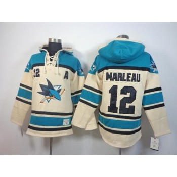Sharks #12 Patrick Marleau Cream Sawyer Hooded Sweatshirt Stitched NHL Jersey Sharks #12 Patrick Marleau Cream Sawyer Hooded Sweatshirt Stitched NHL Jersey