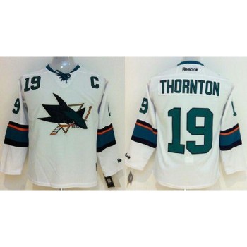Sharks #19 Joe Thornton White Stitched Youth NHL Jersey Sharks #19 Joe Thornton White Stitched Youth NHL Jersey