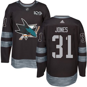 Sharks #31 Martin Jones Black 1917-2017 100th Anniversary Stitched NHL Jersey Sharks #31 Martin Jones Black 1917-2017 100th Anniversary Stitched NHL Jersey
