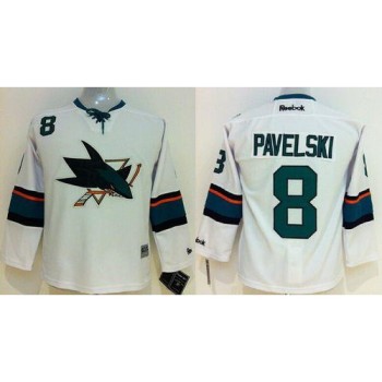 Sharks #8 Joe Pavelski White Stitched Youth NHL Jersey Sharks #8 Joe Pavelski White Stitched Youth NHL Jersey