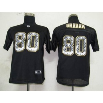 Sideline Black United Saints #80 Jimmy Graham Black Stitched Youth NFL Jersey