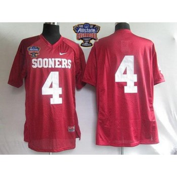 Sooners #4 Red 2014 Sugar Bowl Patch Stitched NCAA Jersey