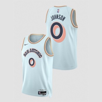 Men's San Antonio Spurs #0 Keldon Johnson Light Blue 2024/25 City Edition Stitched Basketball Jersey