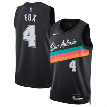 Men's San Antonio Spurs #4 De'Aaron Fox Black 2025/26 City Edition Stitched Basketball Jersey