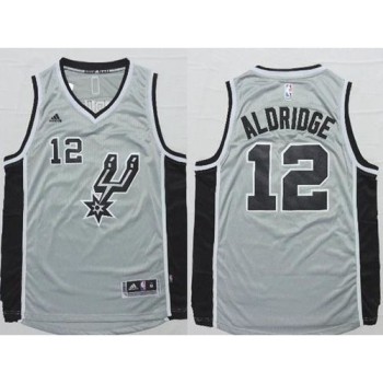 Spurs #12 LaMarcus Aldridge Grey Alternate Stitched NBA Jersey