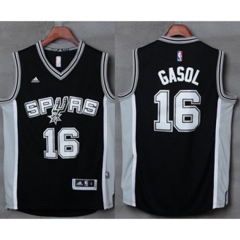 Spurs #16 Pau Gasol Black Stitched NBA Jersey