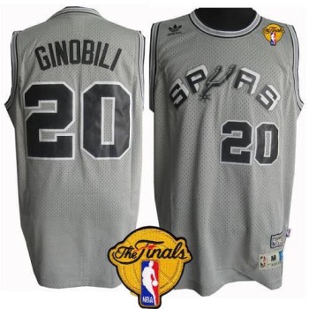 Spurs #20 Manu Ginobili Grey Throwback Finals Patch Stitched NBA Jersey Spurs #20 Manu Ginobili Grey Throwback Finals Patch Stitched NBA Jersey