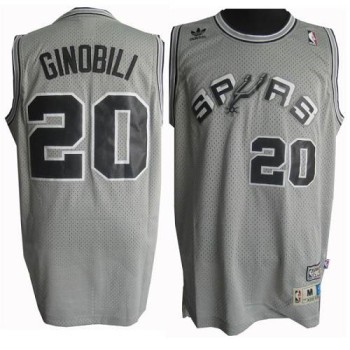 Spurs #20 Manu Ginobili Grey Throwback Stitched NBA Jersey Spurs #20 Manu Ginobili Grey Throwback Stitched NBA Jersey