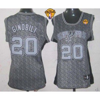 Spurs #20 Manu Ginobili Grey With Finals Patch Women's Static Fashion Stitched NBA Jersey