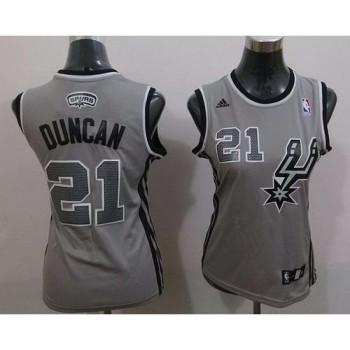 Spurs #21 Tim Duncan Grey Alternate Women's Stitched NBA Jersey Spurs #21 Tim Duncan Grey Alternate Women's Stitched NBA Jersey