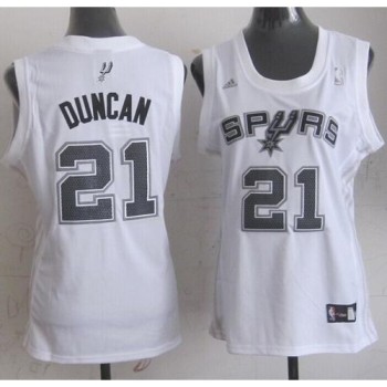 Spurs #21 Tim Duncan White Women's Fashion Stitched NBA Jersey Spurs #21 Tim Duncan White Women's Fashion Stitched NBA Jersey