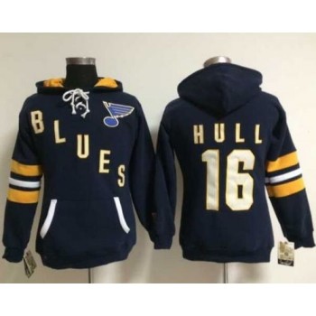 St. Louis Blues #16 Brett Hull Navy Blue Women's Old Time Heidi NHL Hoodie St. Louis Blues #16 Brett Hull Navy Blue Women's Old Time Heidi NHL Hoodie