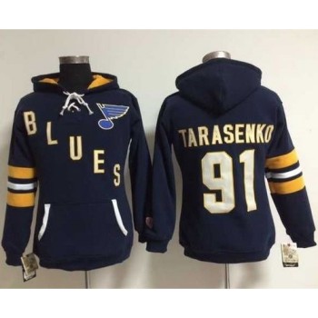 St. Louis Blues #91 Vladimir Tarasenko Navy Blue Women's Old Time Heidi NHL Hoodie St. Louis Blues #91 Vladimir Tarasenko Navy Blue Women's Old Time Heidi NHL Hoodie