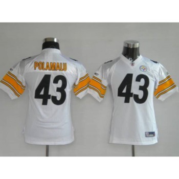 Steelers #43 Troy Polamalu White Stitched Youth NFL Jersey Steelers #43 Troy Polamalu White Stitched Youth NFL Jersey