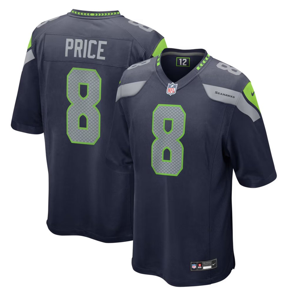 Men's Seattle Seahawks #8 Jadarian Price Navy 2026 NFL Draft Game Jersey Men's Seattle Seahawks #8 Jadarian Price Navy 2026 NFL Draft Game Jersey
