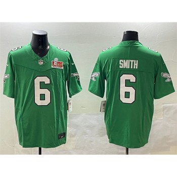 Men's Philadelphia Eagles #6 DeVonta Smith Green 2025 Super Bowl LIX Patch F.U.S.E. Throwback Vapor Untouchable Limited Stitched Football Jersey Men's Philadelphia Eagles #6 DeVonta Smith Green 2025 Super Bowl LIX Patch F.U.S.E. Throwback Vapor Untouchable Limited Stitched Football Jersey