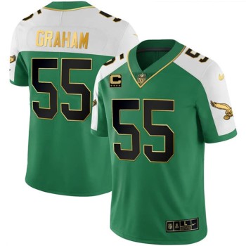 Men's Philadelphia Eagles #55 Brandon Graham Kelly Green Alternate Gold With 4-Star C Patch Vapor Limited Jersey Men's Philadelphia Eagles #55 Brandon Graham Kelly Green Alternate Gold With 4-Star C Patch Vapor Limited Jersey