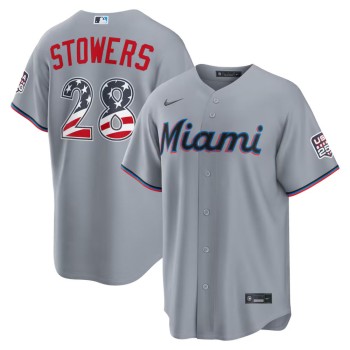 Youth Miami Marlins #28 Kyle Stowers Nike Gray USA 250 Fourth of July Road Stadium Jersey Youth Miami Marlins #28 Kyle Stowers Nike Gray USA 250 Fourth of July Road Stadium Jersey