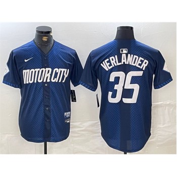 Men's Detroit Tigers #35 Justin Verlander 2024 Navy City Connect Cool Base Limited Stitched Jersey Men's Detroit Tigers #35 Justin Verlander 2024 Navy City Connect Cool Base Limited Stitched Jersey