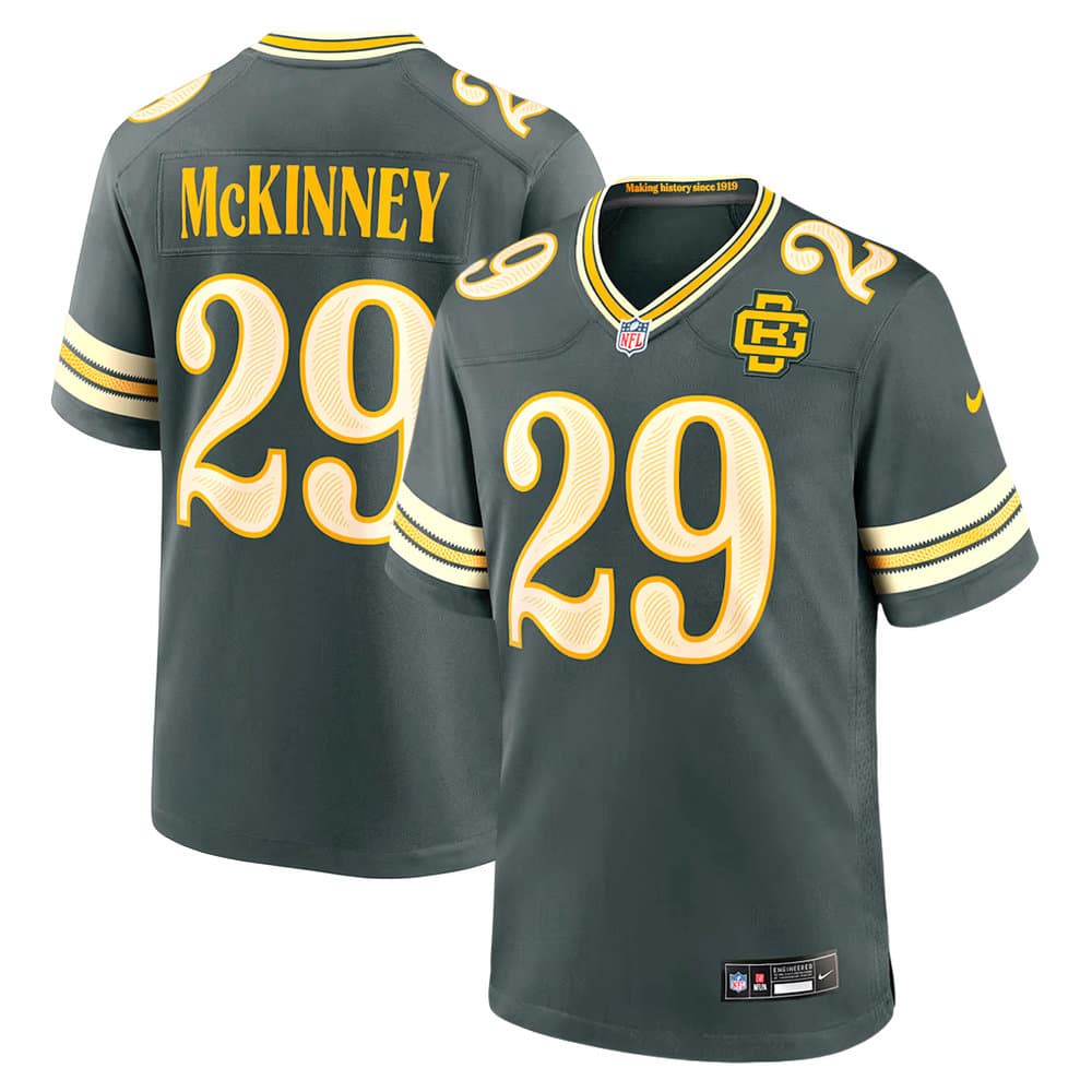 Youth Green Bay Packers #29 Xavier McKinney Green 2026 Rivalries Collection Game Jersey Youth Green Bay Packers #29 Xavier McKinney Green 2026 Rivalries Collection Game Jersey