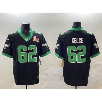 Men's Philadelphia Eagles #62 Jason Kelce Black 2025 Super Bowl LIX Patch F.U.S.E. Vapor Untouchable Limited Stitched Football Jersey Men's Philadelphia Eagles #62 Jason Kelce Black 2025 Super Bowl LIX Patch F.U.S.E. Vapor Untouchable Limited Stitched Football Jersey