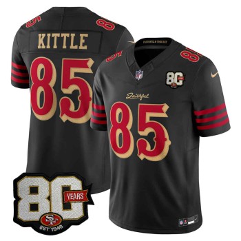 Youth San Francisco 49ers #85 George Kittle Black 80 Anniversary Rivalries Collection Vapor F.U.S.E. Limited Jersey Youth San Francisco 49ers #85 George Kittle Black 80 Anniversary Rivalries Collection Vapor F.U.S.E. Limited Jersey