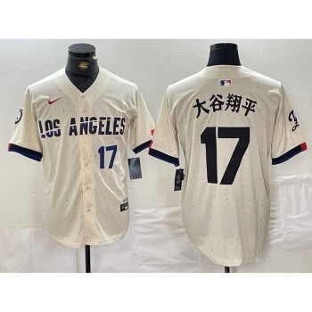 Men's Los Angeles Dodgers #17 Shohei Ohtani Cream Stitched Baseball Jersey Men's Los Angeles Dodgers #17 Shohei Ohtani Cream Stitched Baseball Jersey