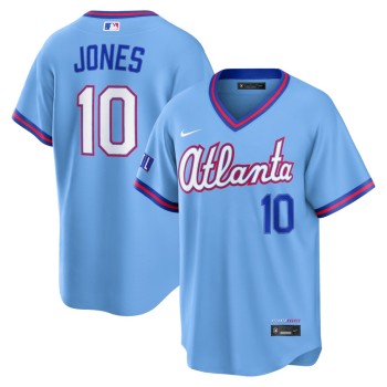Men's Atlanta Braves #10 Chipper Jones Powder Blue 2026 City Connect Stitched Jersey Men's Atlanta Braves #10 Chipper Jones Powder Blue 2026 City Connect Stitched Jersey