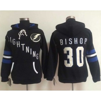 Tampa Bay Lightning #30 Ben Bishop Black Women's Old Time Heidi NHL Hoodie Tampa Bay Lightning #30 Ben Bishop Black Women's Old Time Heidi NHL Hoodie