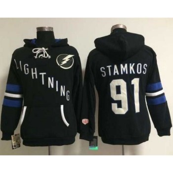 Tampa Bay Lightning #91 Steven Stamkos Black Women's Old Time Heidi NHL Hoodie Tampa Bay Lightning #91 Steven Stamkos Black Women's Old Time Heidi NHL Hoodie