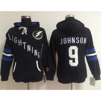 Tampa Bay Lightning #9 Tyler Johnson Black Women's Old Time Heidi NHL Hoodie Tampa Bay Lightning #9 Tyler Johnson Black Women's Old Time Heidi NHL Hoodie