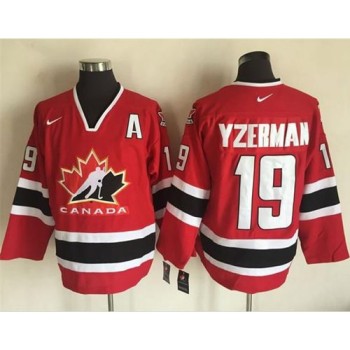 Team CA. #19 Steve Yzerman Red/Black 2002 Olympic Throwback Stitched NHL Jersey Team CA. #19 Steve Yzerman Red/Black 2002 Olympic Throwback Stitched NHL Jersey