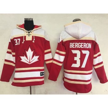 Team CA. #37 Patrice Bergeron Red Sawyer Hooded Sweatshirt 2016 World Cup Stitched NHL Jersey Team CA. #37 Patrice Bergeron Red Sawyer Hooded Sweatshirt 2016 World Cup Stitched NHL Jersey