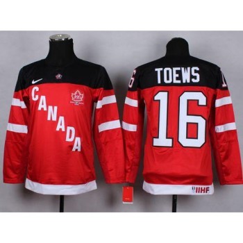 Team Canada #16 Jonathan Toews Red 100th Anniversary Stitched Youth NHL Jersey Team Canada #16 Jonathan Toews Red 100th Anniversary Stitched Youth NHL Jersey