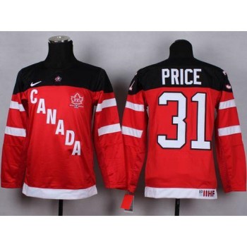 Team Canada #31 Carey Price Red 100th Anniversary Stitched Youth NHL Jersey Team Canada #31 Carey Price Red 100th Anniversary Stitched Youth NHL Jersey