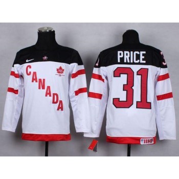 Team Canada #31 Carey Price White 100th Anniversary Stitched Youth NHL Jersey Team Canada #31 Carey Price White 100th Anniversary Stitched Youth NHL Jersey
