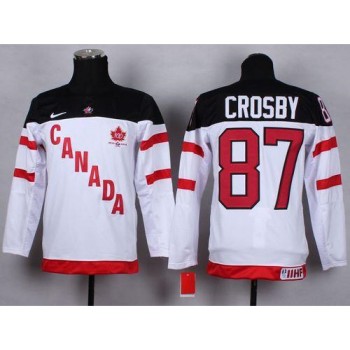 Team Canada #87 Sidney Crosby White 100th Anniversary Stitched Youth NHL Jersey Team Canada #87 Sidney Crosby White 100th Anniversary Stitched Youth NHL Jersey